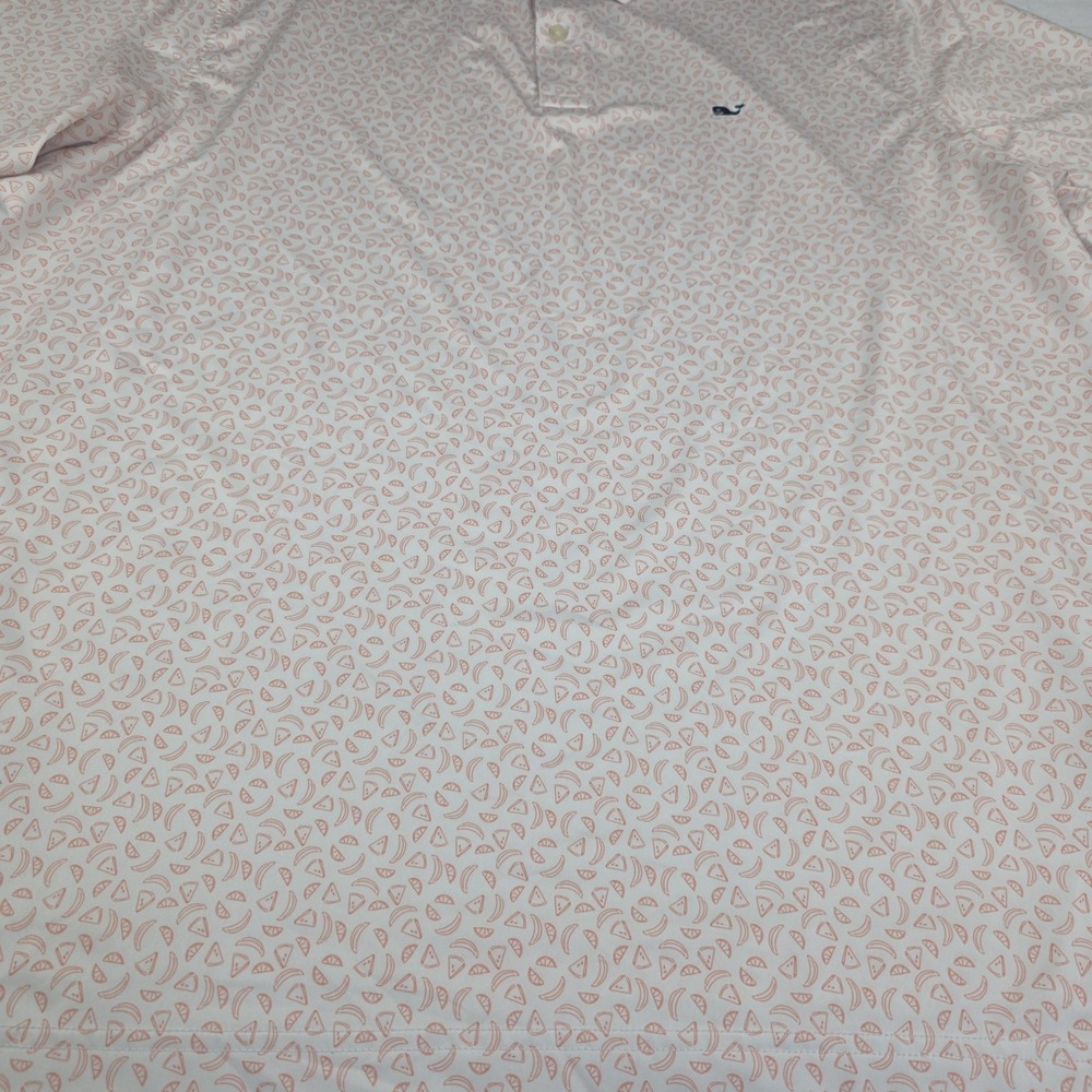 Vineyard Vines Performance Polo Shirt Mens XXL Orange Fruit Print Whale Stretch - Picture 7 of 14